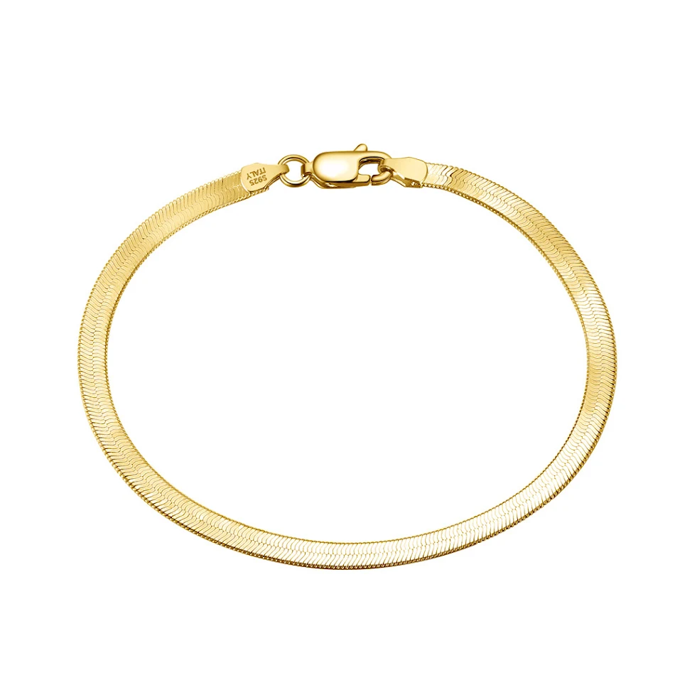 S925 Sterling Zilveren Armband Platte Slangenbot. Een elegante armband voor dagelijks gebruik en speciale gelegenheden, een perfect cadeau.
