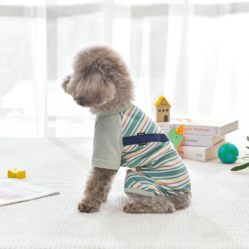 Title 9, Striped Four-leg Cream Pet Dog Clothes Pack Fou...