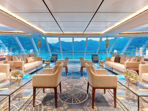 Take in the sights in comfort from the two-story Explorers’ Lounge on your Viking Venus sailing. 