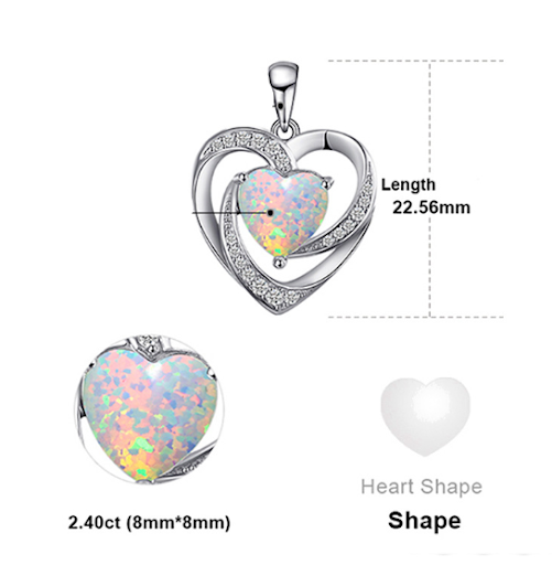Title 4, Heart-shaped synthetic opal pendant, a stylish ...