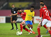 Cassius Mailula in action for Mamelodi Sundowns in their Caf Champions League Group B match against Al Ahly at Al Salam Stadium in Cairo on February 25 2023.