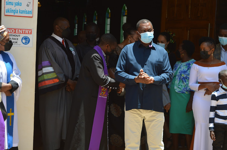 Justin Muturi Presidential seat aspirant at ACK St. James Cathedral church Kiambu town