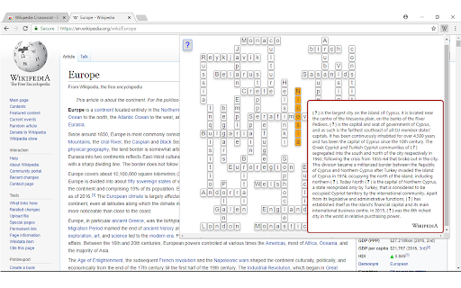 WikiCros | Wikipedia Crossword