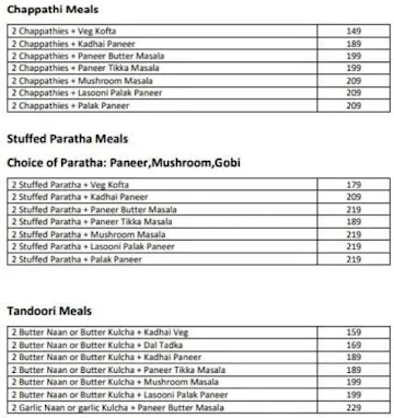 Roti Rasoi menu 