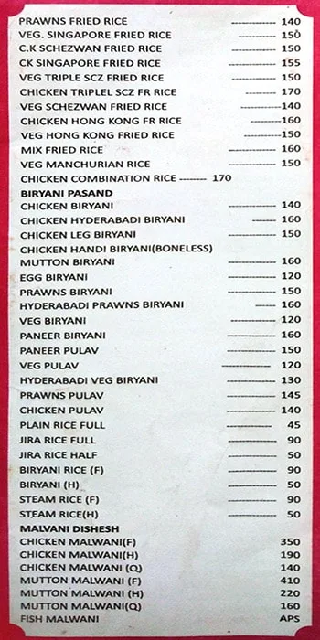 Rajesh Restaurant & Bar menu 