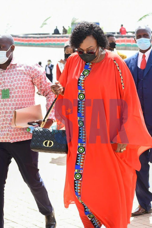 Nairobi Governor Anne Kananu arrives at the 57th Jamhuri Day on December 12, 2021 held at Uhuru Gardens.