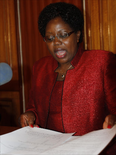 WE MADE A MISTAKE: Controller of budget Agnes Odhiambo at a press conference on the state of county revenues on November 6, 2013. Photo/File