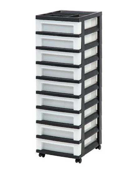 Drawer Storage Cart with Organizer Top Black, 9 layer for... - 0