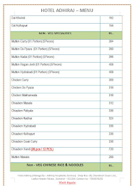 Hotel Adhiraj Snacks & Lunch Centre menu 3