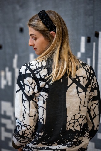 Lisa Carinus from FOUND.Collection collaborated with Bianca Grobbelaar from Rest Established to create these beautiful pieces inspired by the artwork of JH Pierneef. These monochrome jackets are locally beaded and made by ladies in Kuilsriver.