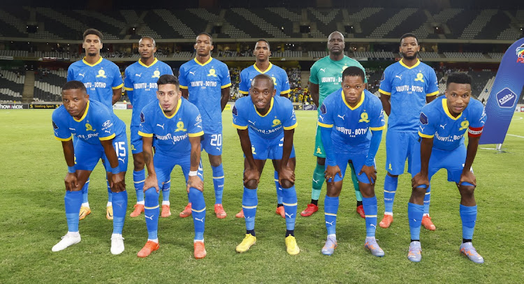 Mamelodi Sundowns during the DStv Premiership match between TS Galaxy and Mamelodi Sundowns at Mbombela Stadium on January 24, 2023 in Nelspruit.