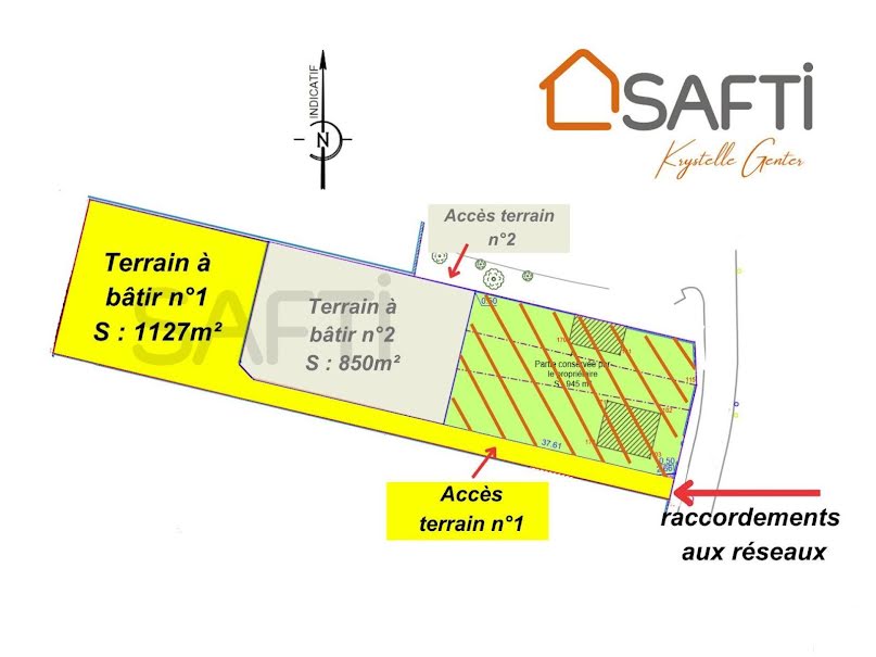 Vente terrain  1127 m² à Damparis (39500), 75 000 €