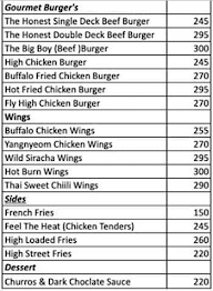 The High Joint- Burgers menu 2