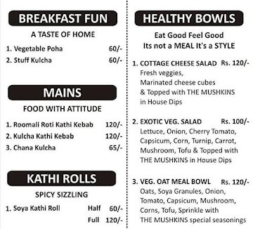 The Mushkins menu 