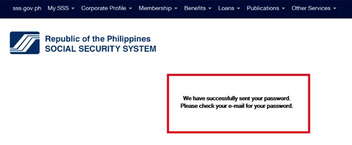 how to reset SSS online account step 3