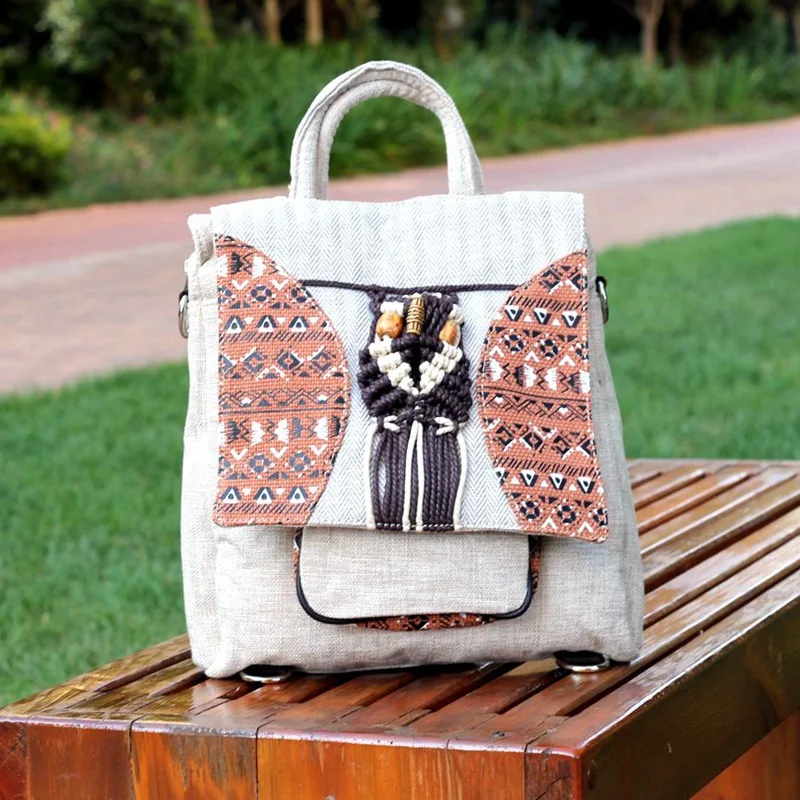 Etnische dames rugzak, perfect voor dagelijks gebruik. Comfortabel en ruim, ideaal voor school, werk of een dagje uit. Stijlvol en praktisch.