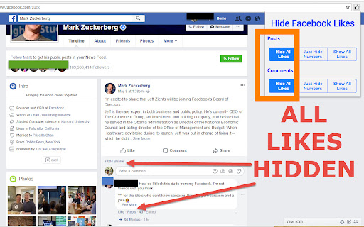 Hide Facebook Likes