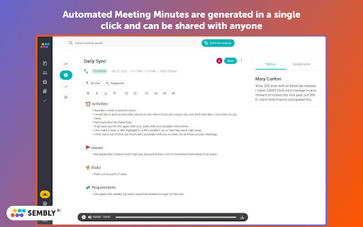 Automated Meeting Minutes generated single shared anyone SEMBLY“ 