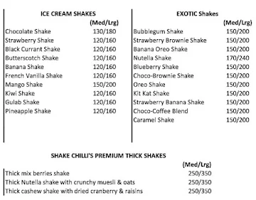 Shake Chilli's menu 