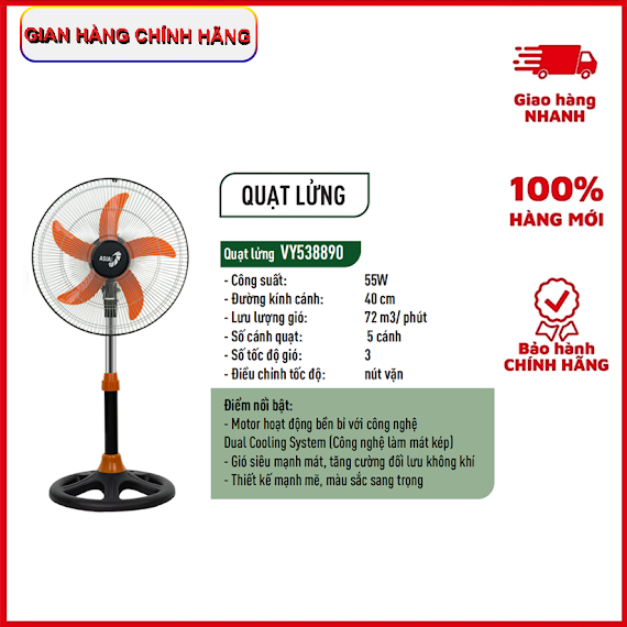 Quạt Lửng Asia Vina Vy538890 5 Cánh, 55W - Hàng Chính Hãng