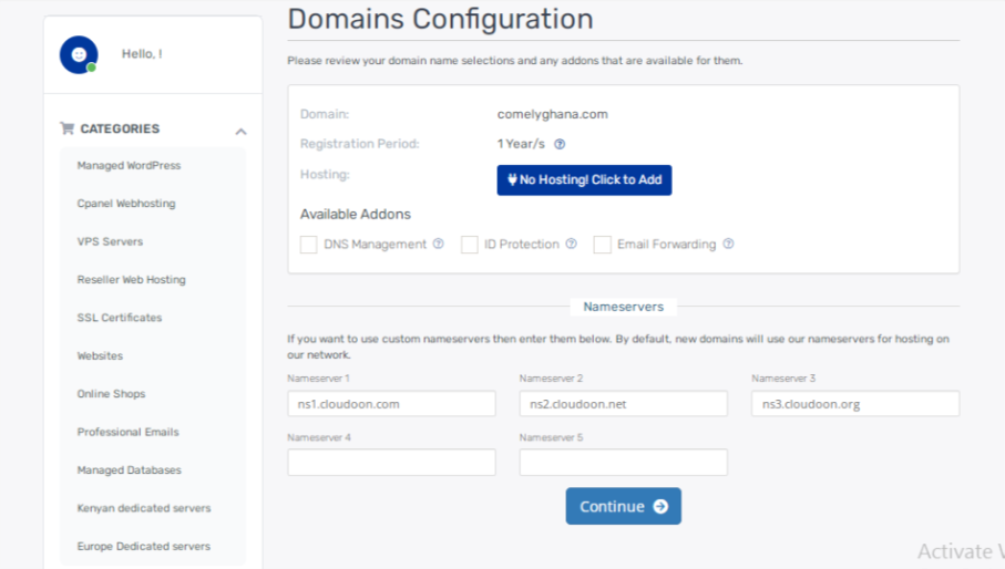 How pay for a domain name in Ghana