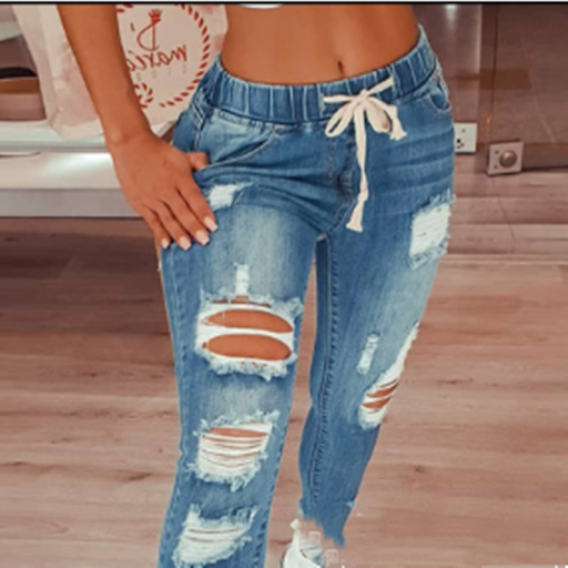 Title 1, High-waist lace-up slim-fit ripped denim trouse...