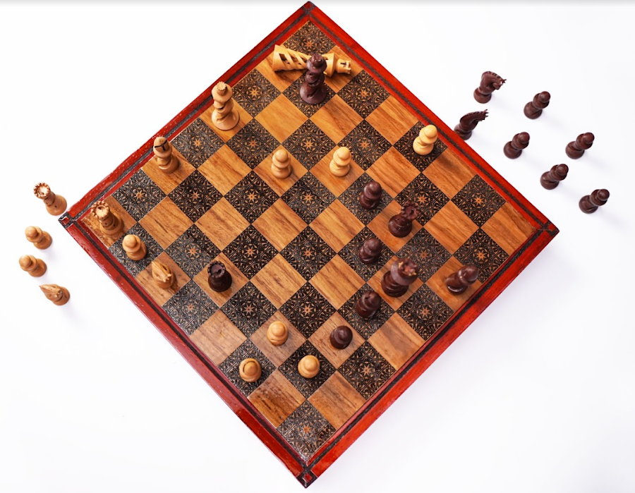 A fully 3D printed, CNC machined, and laser engraved chessboard from John at Mellowpine.com
