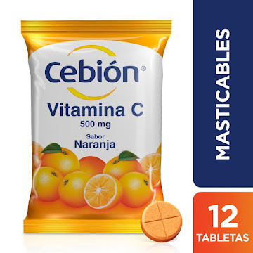 Cebión 500 mg Vitamina C Naranja x 12 Tabletas  