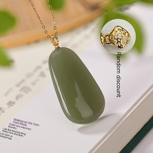 Title 8, 18K Gold Inlaid Natural Hetian Jade Gray Jade P...