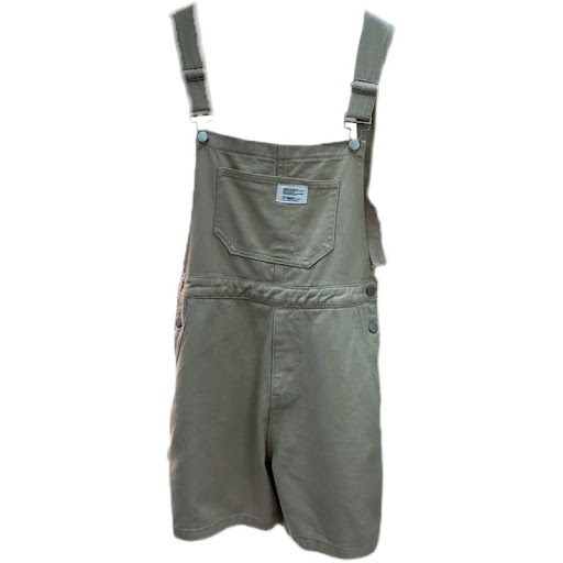 Title 2, High Waist Denim Suspenders Jumpsuit with Big P...