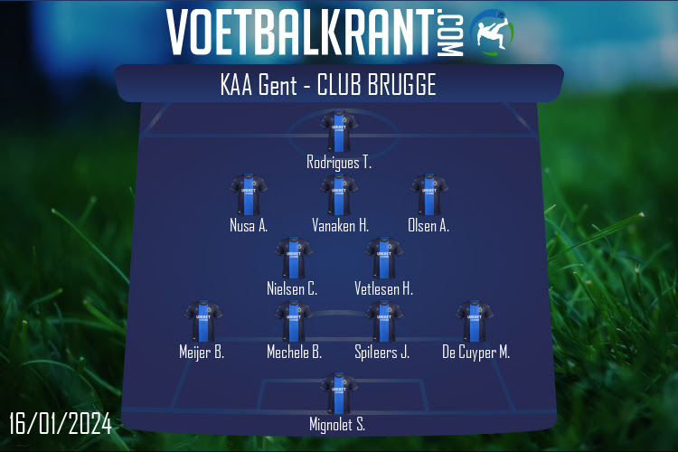 Opstelling Club Brugge | KAA Gent - Club Brugge (16/01/2024)