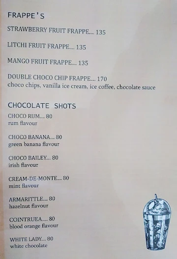 Chocolate Cafe menu 