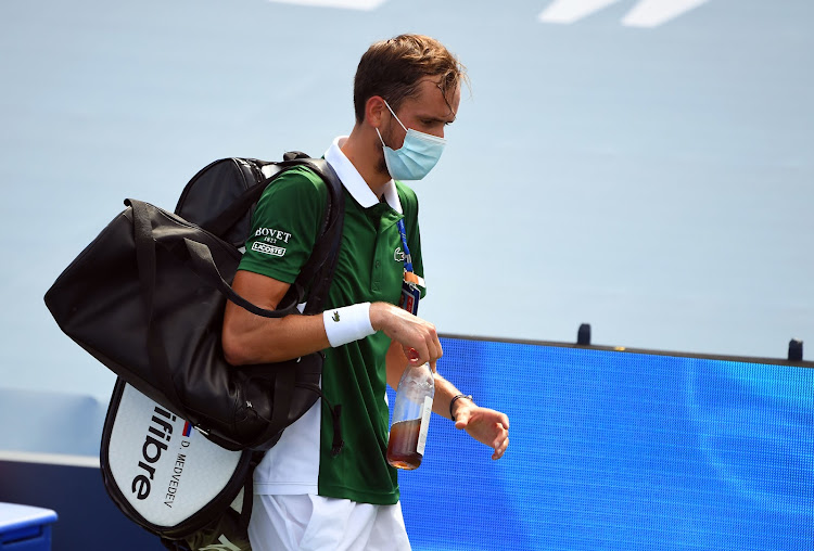 Daniil Medvedev walks off the court following his match against Roberto Bautista Agut in the Western & Southern Open at the USTA Billie Jean King National Tennis Center in New York on August 26, 2020.