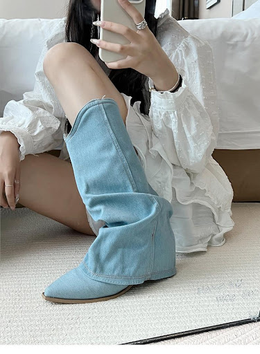 Title 7, Retro Thin High Cylinder Pointed Boots for a so...