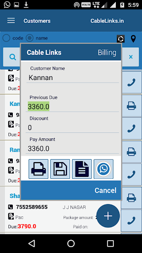CableTV billing sms bill monthly fee collection