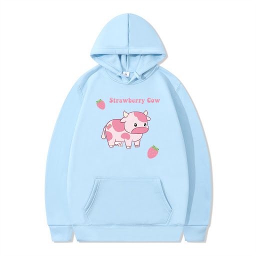 Title 13, Strawberry Milk Print Long-sleeved Hoodie