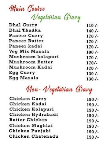 Tharish Cuisines menu 