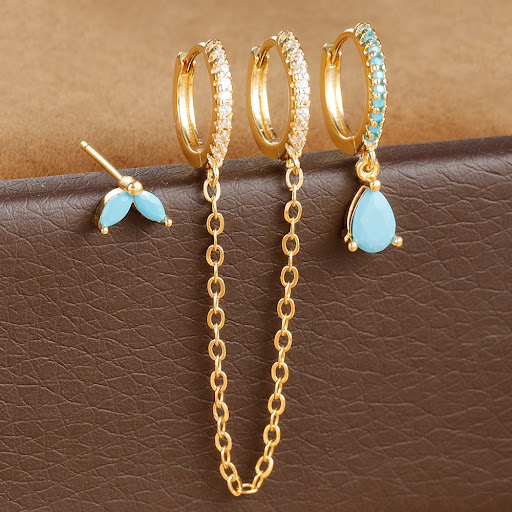 Title 8, Fashion Twin round and square zircon earrings f...