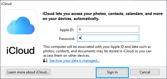 Connexion à iCloud pour PC