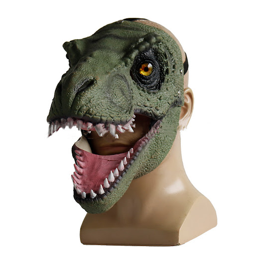 Title 2, Dinosaur Moving Mouth Latex Mask Headgear Hallo...