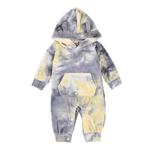 Title 2, Tie Dye Romper Hooded Baby Jumpsuit Kids Comfor...