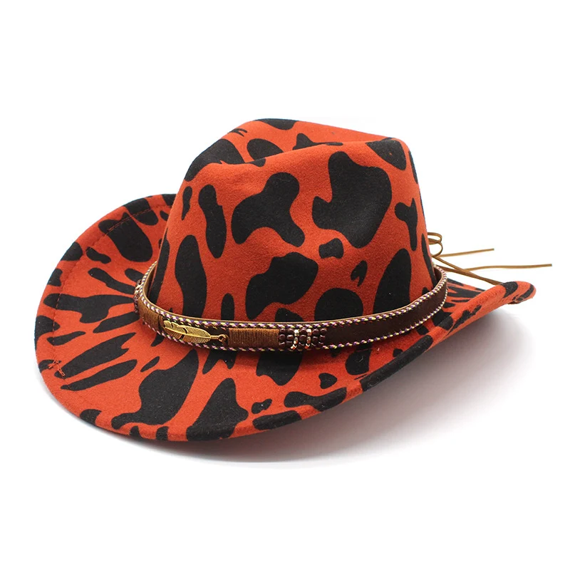 Title 5, Etnische wollen cowboyhoed met koeienpatroon, g...