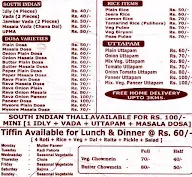 Sri Sai Dosa Point menu 1