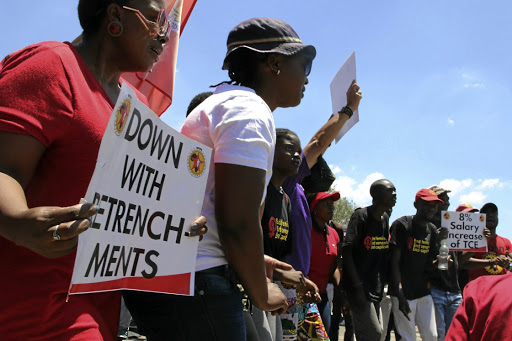 Numsa members during the SAA strike in Kempton Park two weeks ago. /ANTONIO MUCHAVE