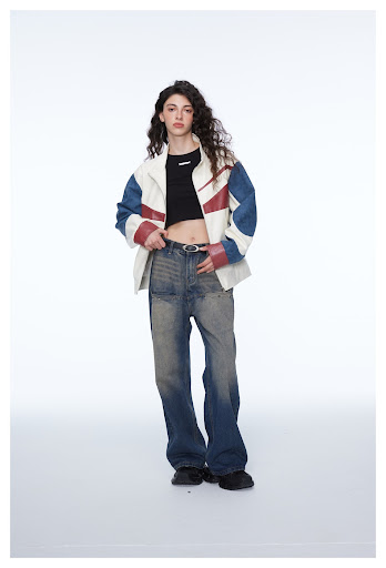Title 13, Retro Washed Denim Trousers For Men And Women T...