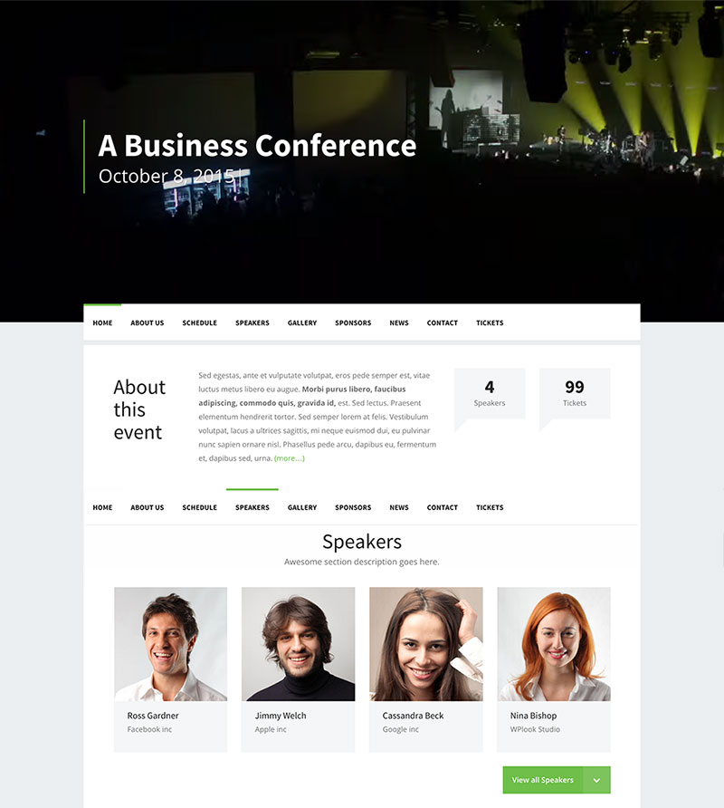 Tema de WordPress para conferencias premium - Evento