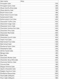 Godavari Cakes menu 1