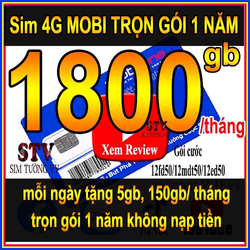 Sim 4G Mobifone Trọn Gói 1 Năm Tặng (5Gb/ Ngày X 12 Tháng) Gói 12Fd50/12Md50/12Ed50/Dthn