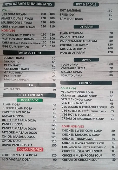 Hyderabadi Biryani House Zaika Dakshin menu 