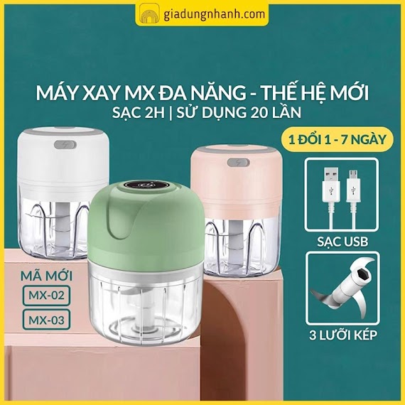 Máy Xay Cầm Tay, Máy Xay Tỏi Ớt Cầm Tay Đa Năng Mx Thế Hệ Mới